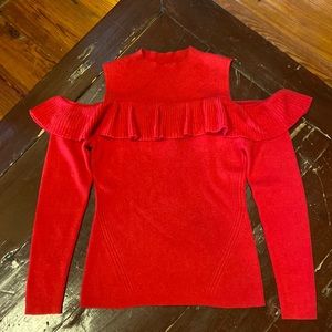 Gianni Bini Cold Shoulder Sweater - Red Size Medium